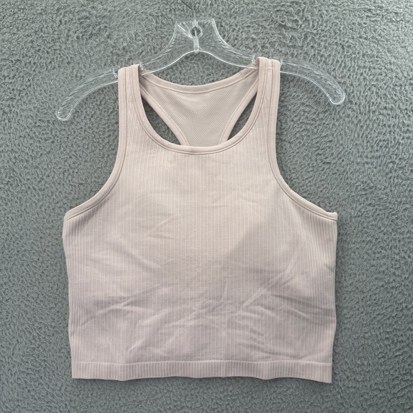 Lululemon Ebb To Street Racerback Crop Tank Light Pink Athletic Yoga Women's 10 - Picture 1 of 5